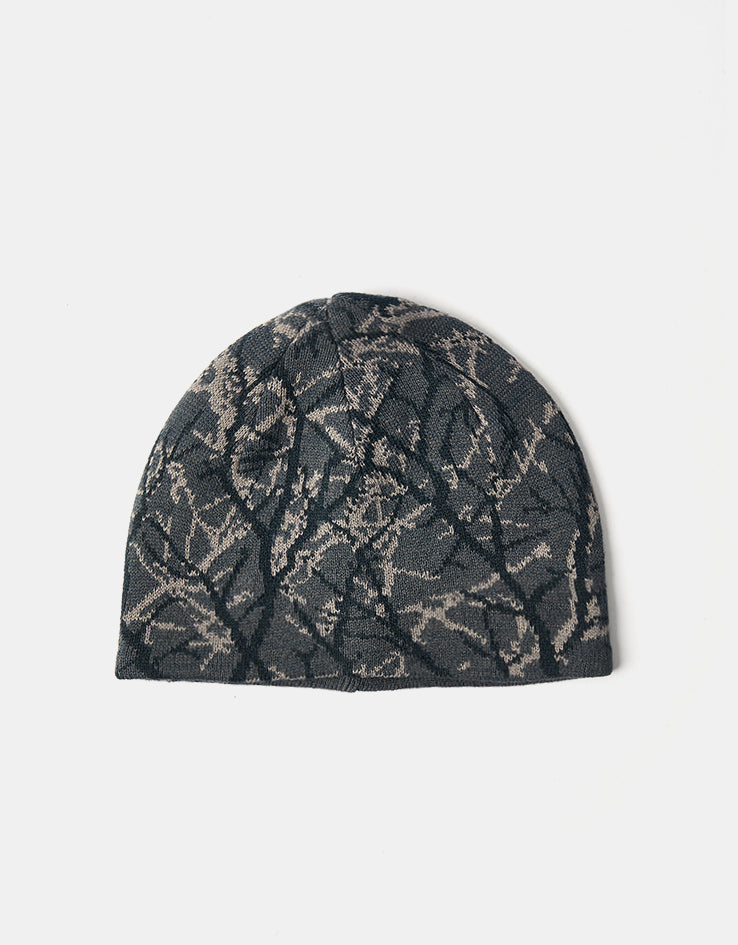 Route One Branch Camo Recycled Cuffless Beanie - Dark Grey