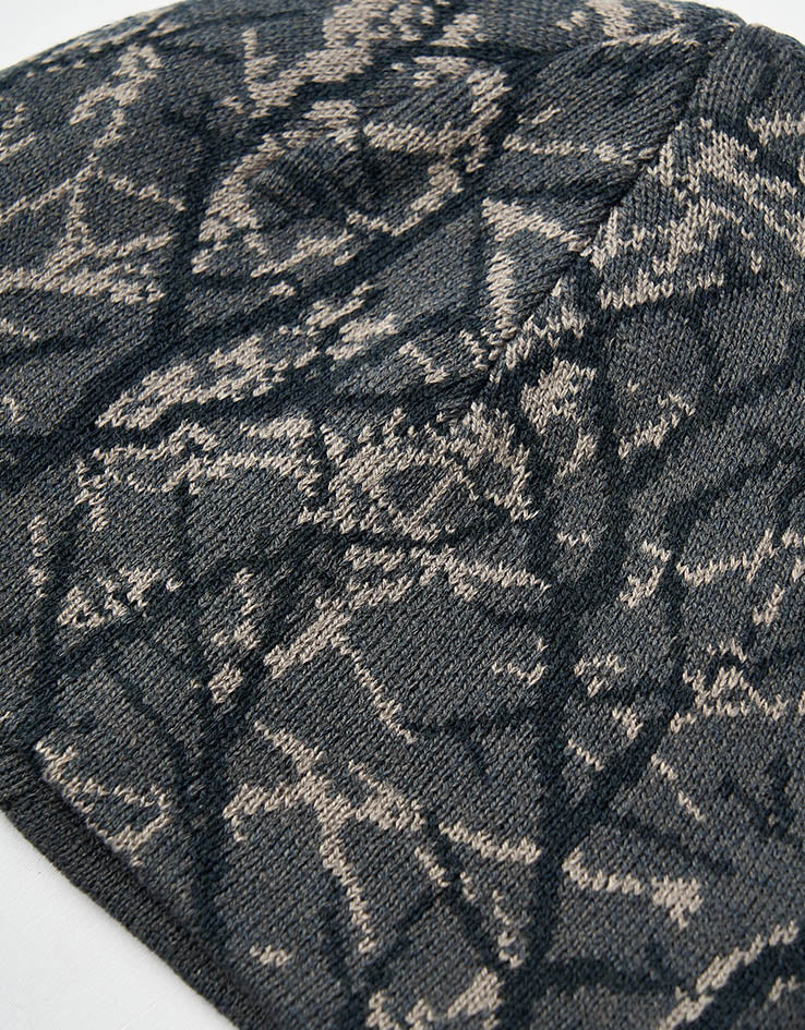 Route One Branch Camo Recycled Cuffless Beanie - Dark Grey