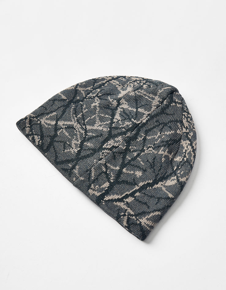 Route One Branch Camo Recycled Cuffless Beanie - Dark Grey