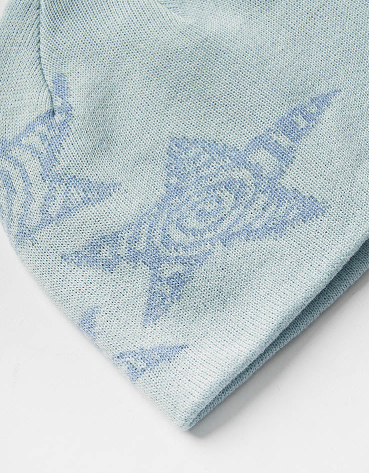 Route One Stars Recycled Cuffless Beanie - Ice Blue