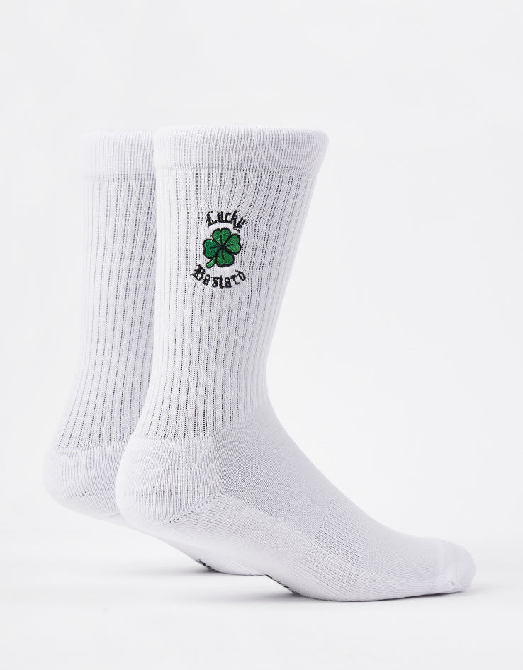 Route One Lucky B Crew Socks - White