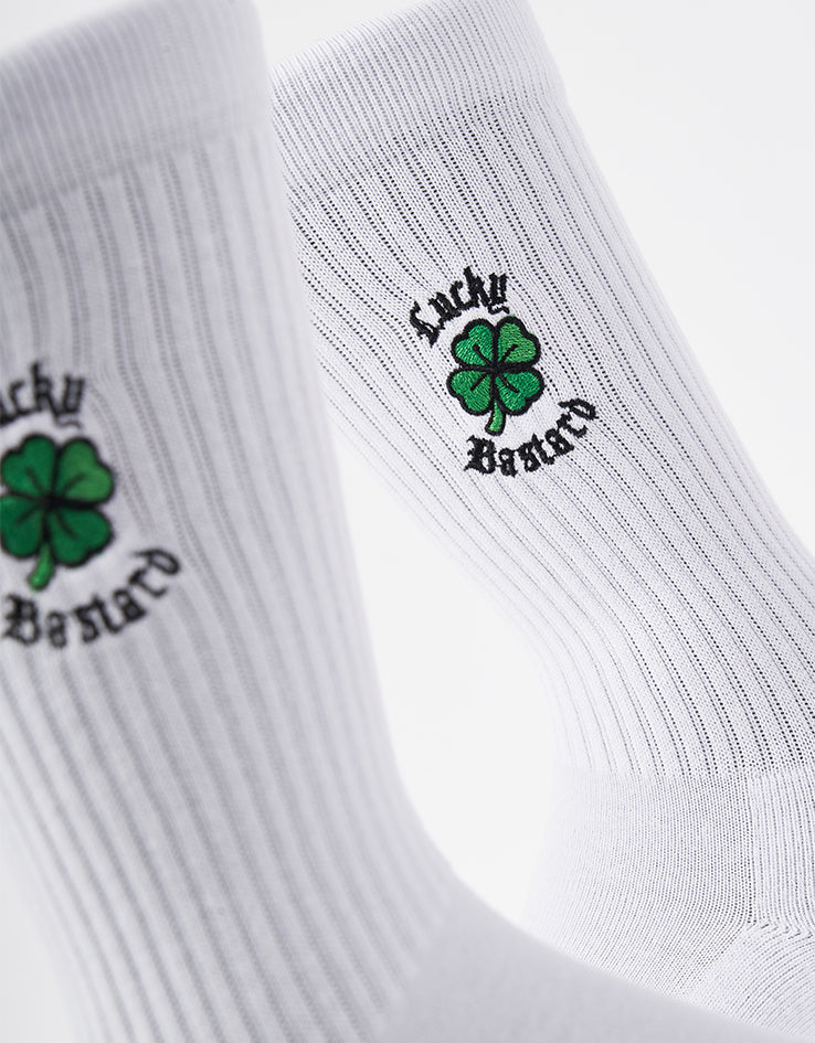 Route One Lucky B Crew Socks - White