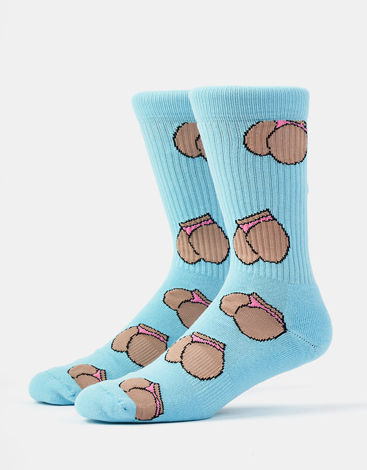 Route One Booty Crew Socks - Blue