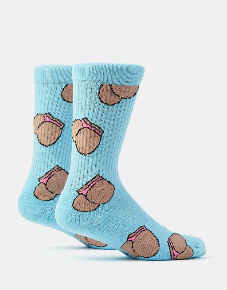 Route One Booty Crew Socks - Blue