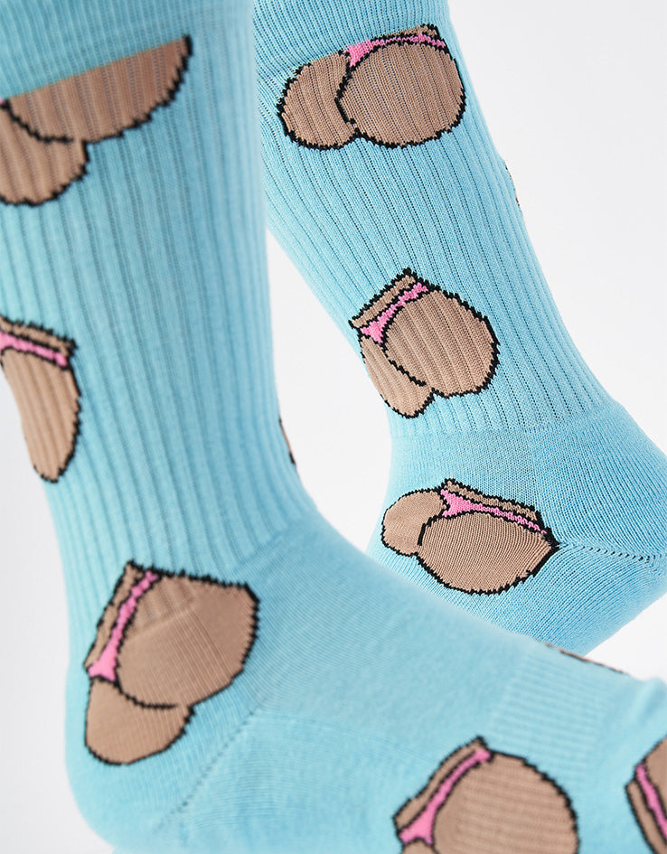Route One Booty Crew Socks - Blue