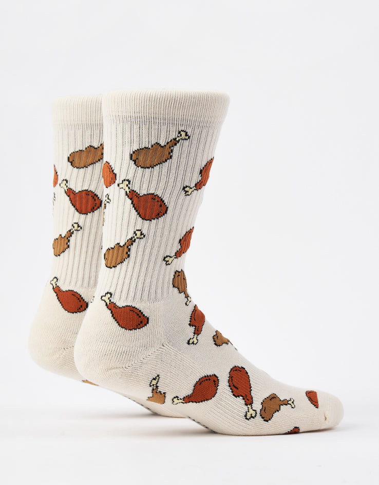 Route One Fried Chicken Crew Socks - Natural