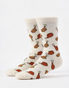 Route One Fried Chicken Crew Socks - Natural