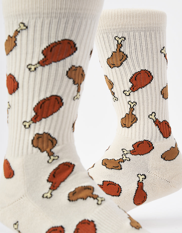 Route One Fried Chicken Crew Socks - Natural