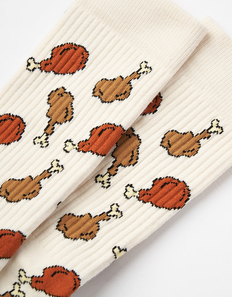 Route One Fried Chicken Crew Socks - Natural