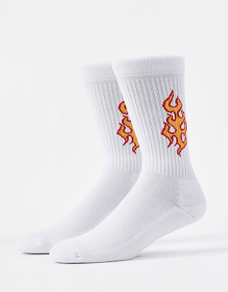Route One Hot Rod Crew Socks - White