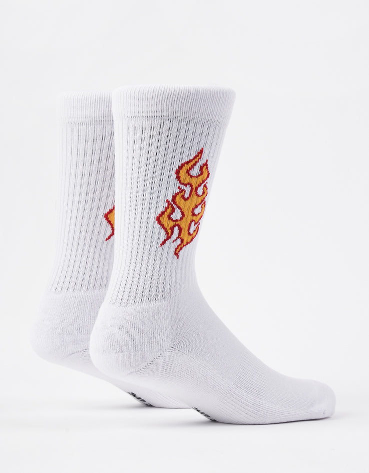 Route One Hot Rod Crew Socks - White