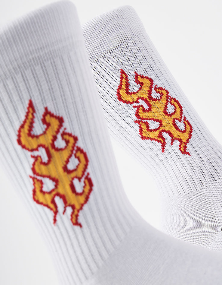 Route One Hot Rod Crew Socks - White