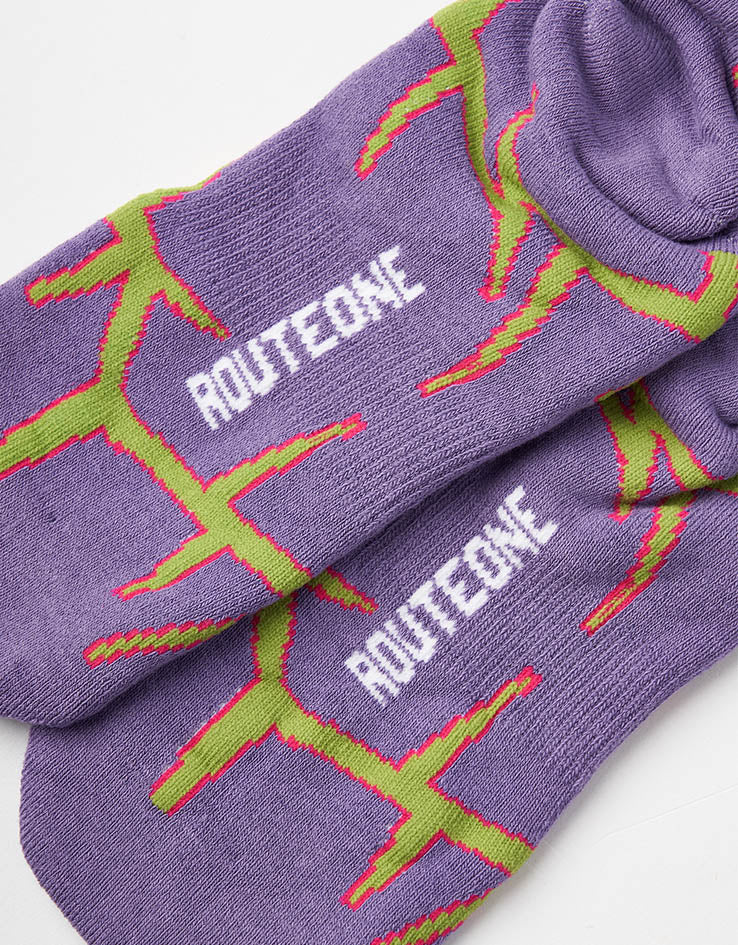 Route One Thorns Crew Socks - Purple
