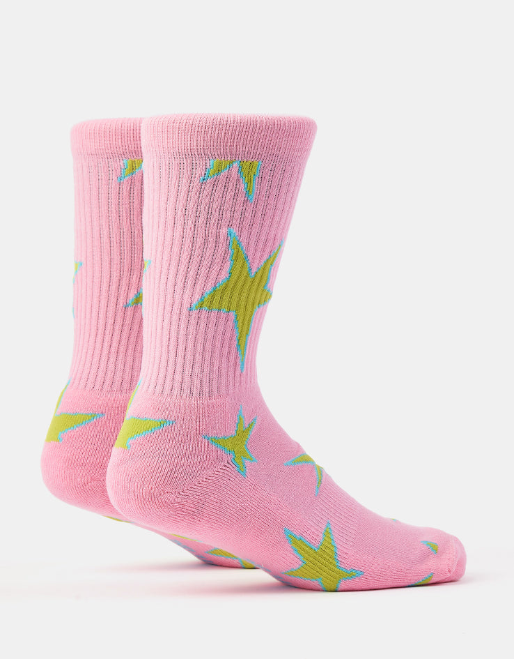 Route One Stars Crew Socks - Pink
