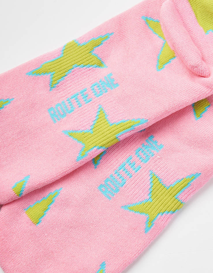 Route One Stars Crew Socks - Pink