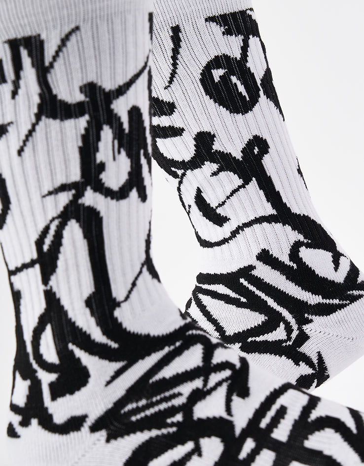 Route One Writers Crew Socks - White