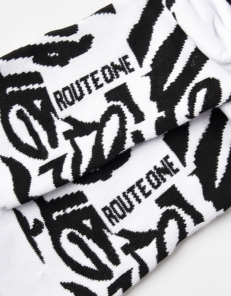 Route One Writers Crew Socks - White