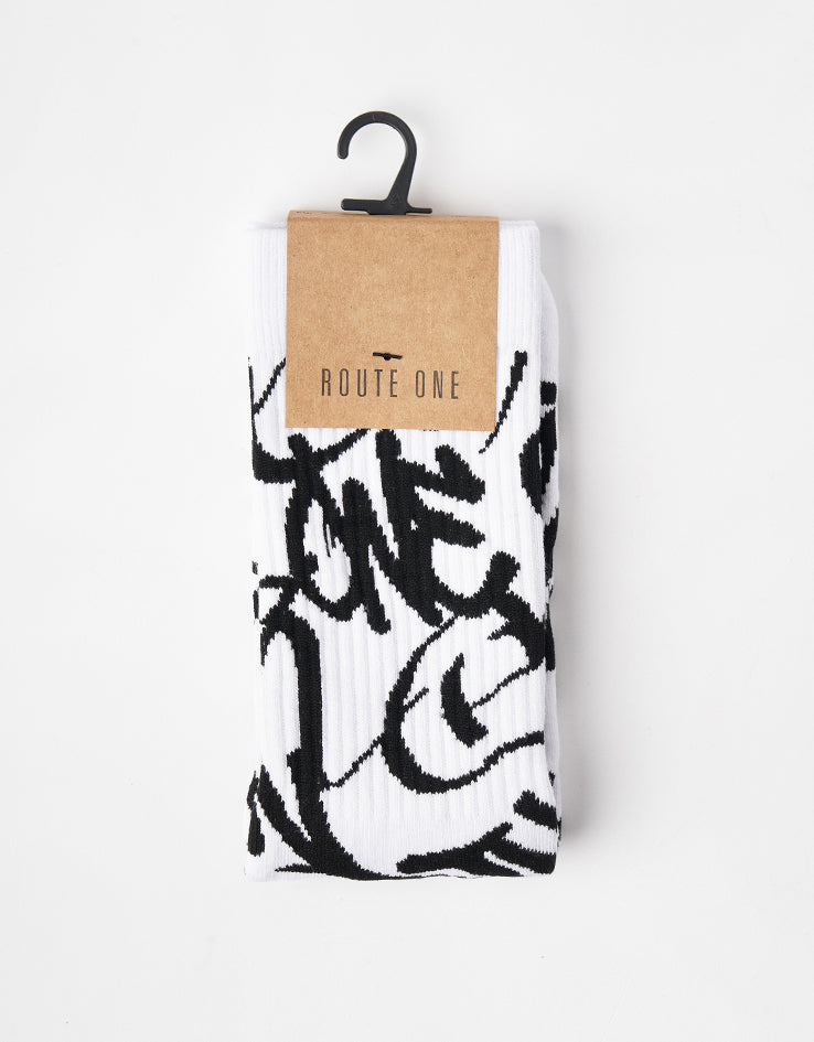 Route One Writers Crew Socks - White