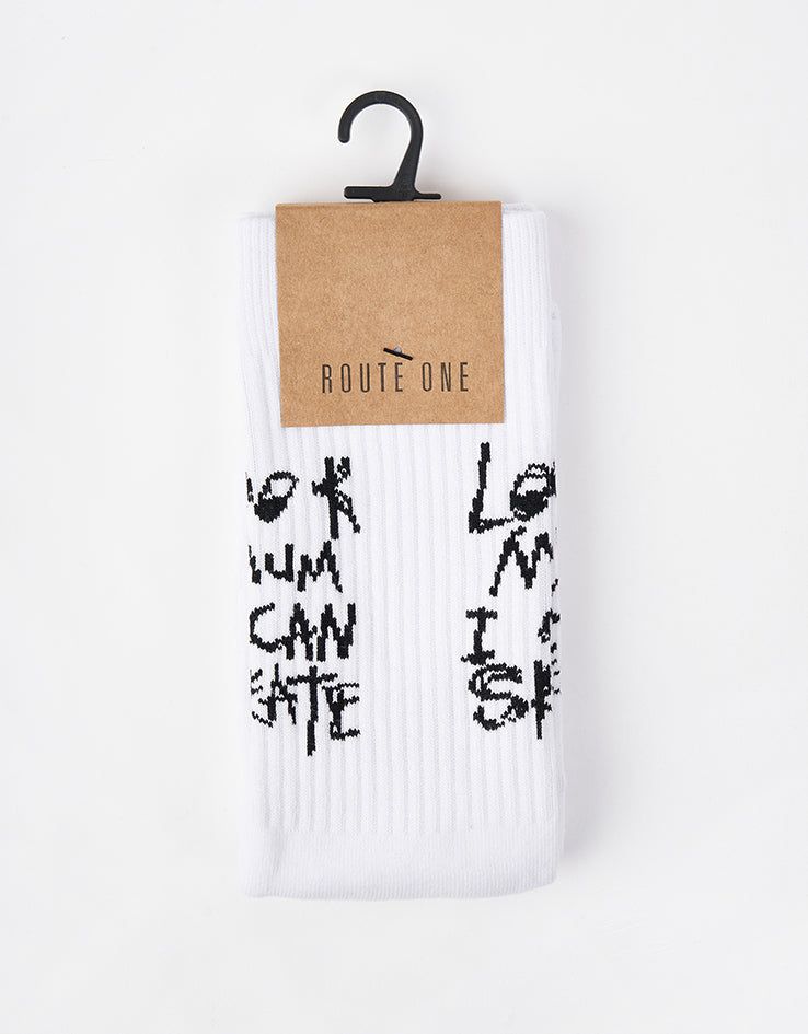 Route One I Can Skate Crew Socks - White