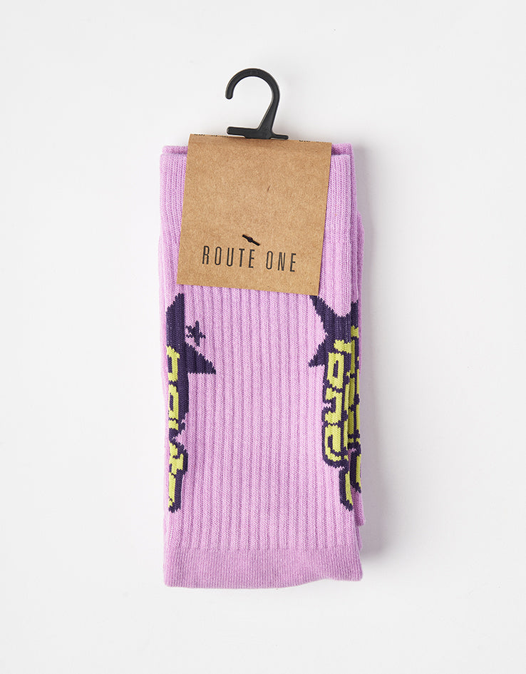 Route One Super Stars Crew Socks - Purple