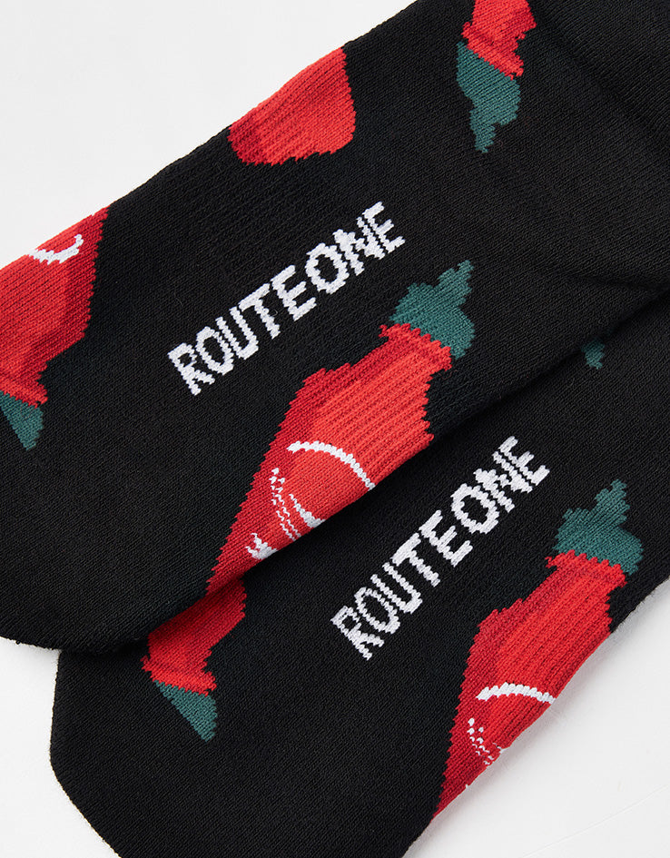 Route One Hot & Spicy Crew Socks - Black