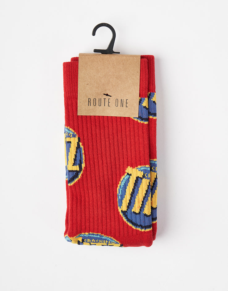 Route One Crackers Crew Socks - Red