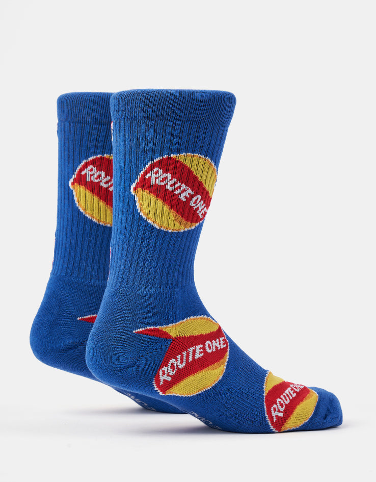 Route One Po-Ta-Toes Crew Socks - Blue