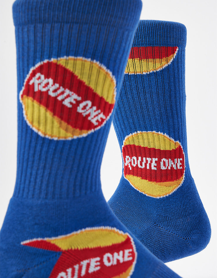 Route One Po-Ta-Toes Crew Socks - Blue