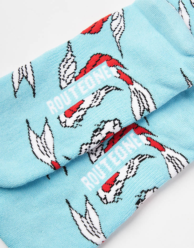 Route One Koi Crew Socks - Aqua