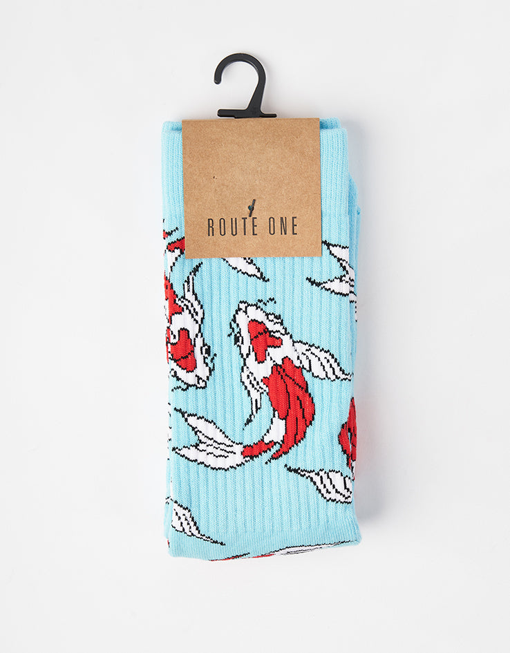 Route One Koi Crew Socks - Aqua