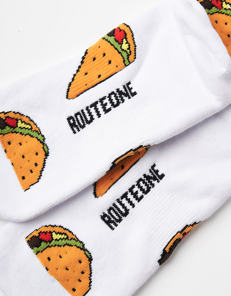 Route One Taco Crew Socks - White