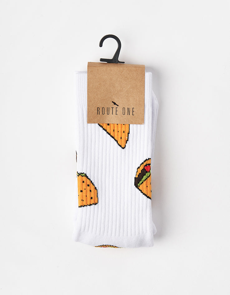 Route One Taco Crew Socks - White