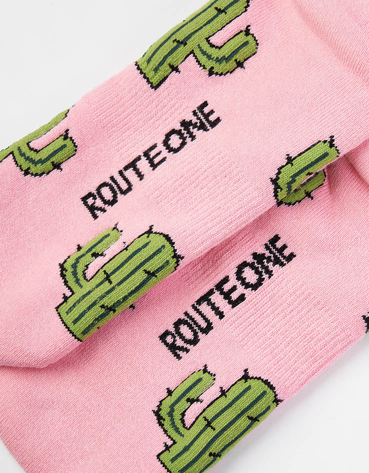 Route One Prickly Bush Crew Socks - Pink