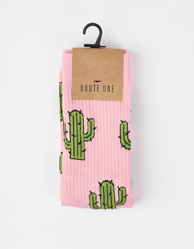Route One Prickly Bush Crew Socks - Pink