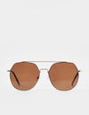 Route One Flat Top Aviator Sunglasses - Gold (Brown Lens)