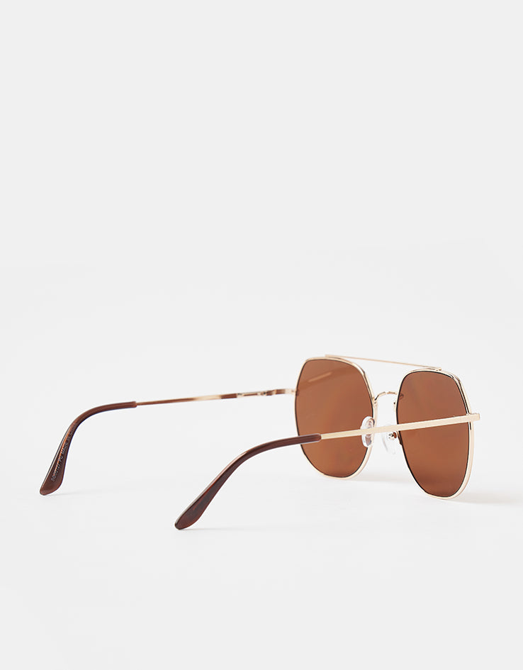 Route One Flat Top Aviator Sunglasses - Gold (Brown Lens)
