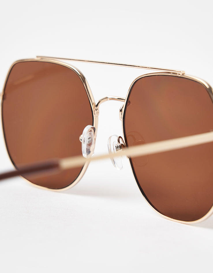 Route One Flat Top Aviator Sunglasses - Gold (Brown Lens)
