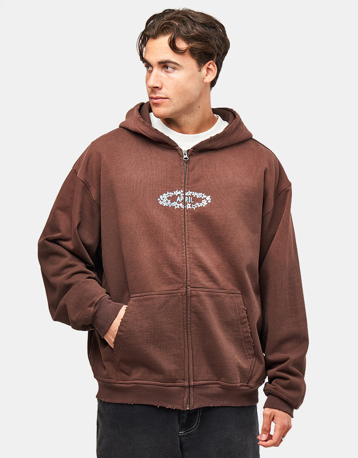 April Stars Zip Hoodie - Brown