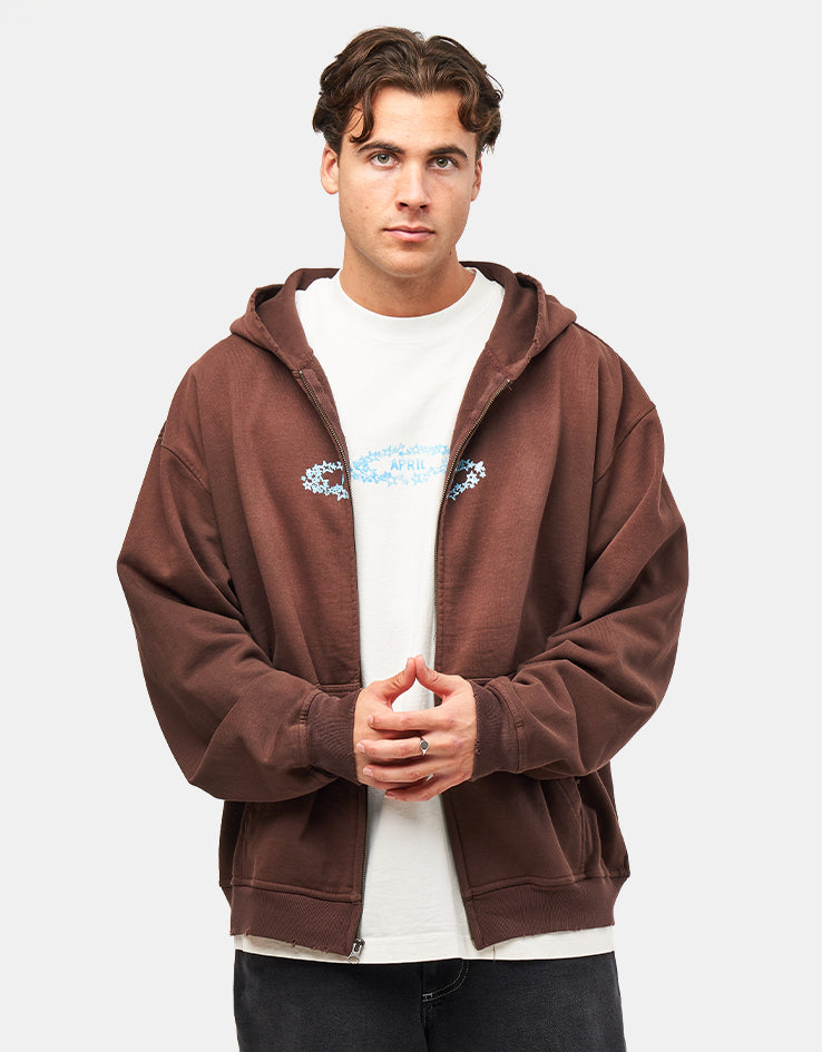 April Stars Zip Hoodie - Brown