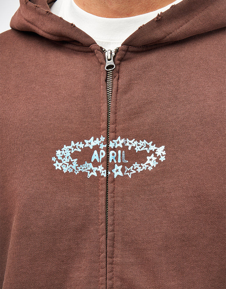April Stars Zip Hoodie - Brown