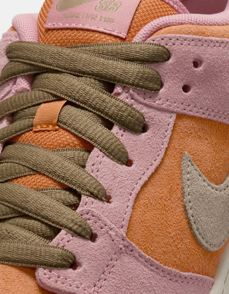 Nike SB Dunk Low Pro Skate Shoes - Red Stardust/Neutral Olive-Monarch