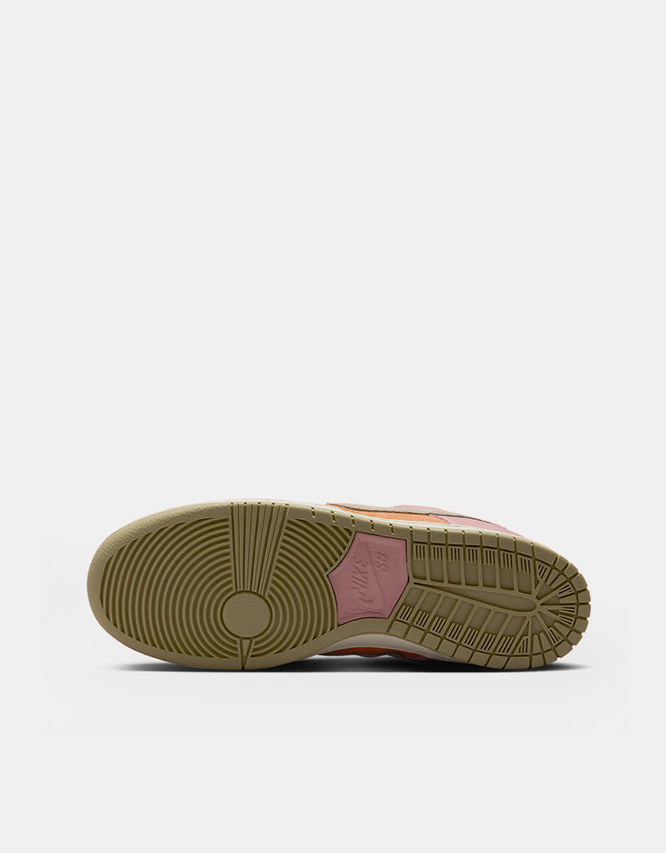 Nike SB Dunk Low Pro Skate Shoes - Red Stardust/Neutral Olive-Monarch