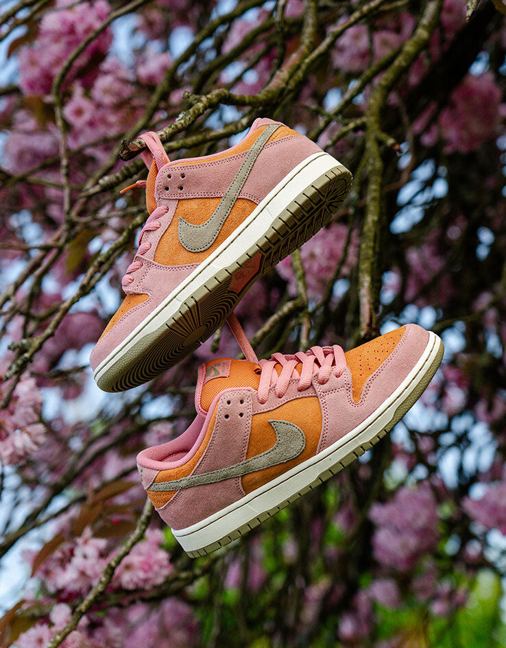 Nike SB Dunk Low Pro Skate Shoes - Red Stardust/Neutral Olive-Monarch