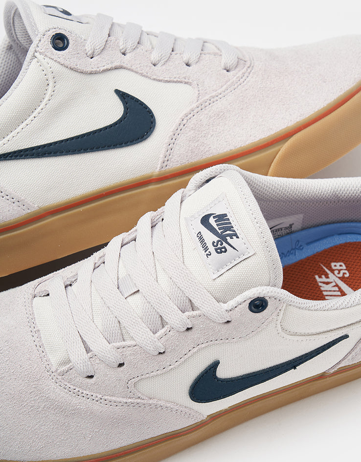 Nike SB Chron 2 Skate Shoes - Vast Grey/Armory Navy-Dark Russet