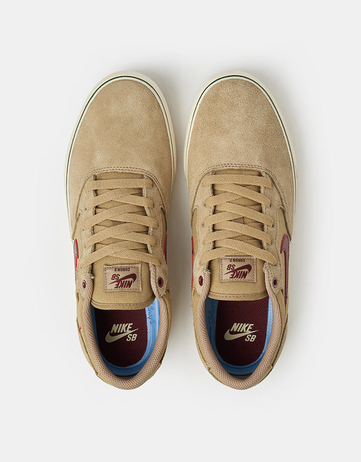 Nike SB Chron 2 Skate Shoes - Parachute Beige/Dark Team Red