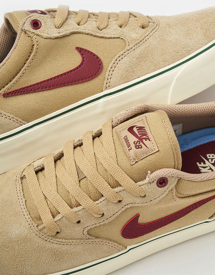 Nike SB Chron 2 Skate Shoes - Parachute Beige/Dark Team Red