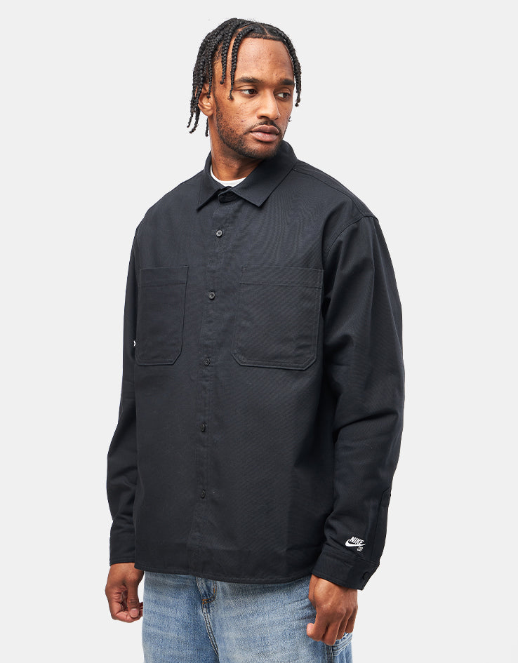 Nike SB Essential Woven L/S Shirt - Black/White