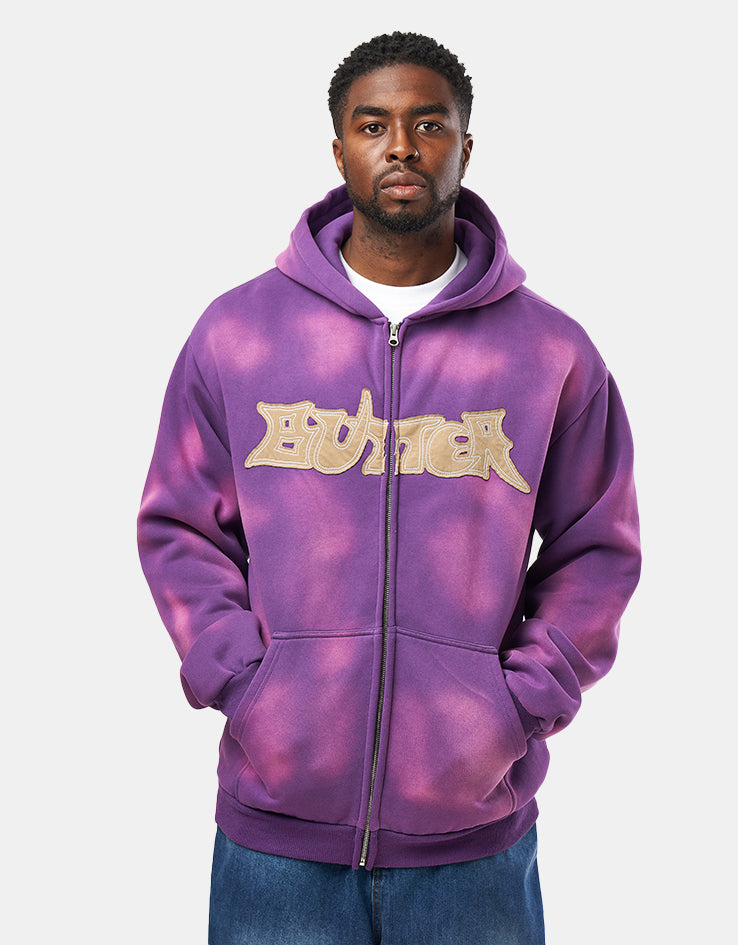 Butter Goods Encounter Zip-Thru Hoodie - Washed Purple