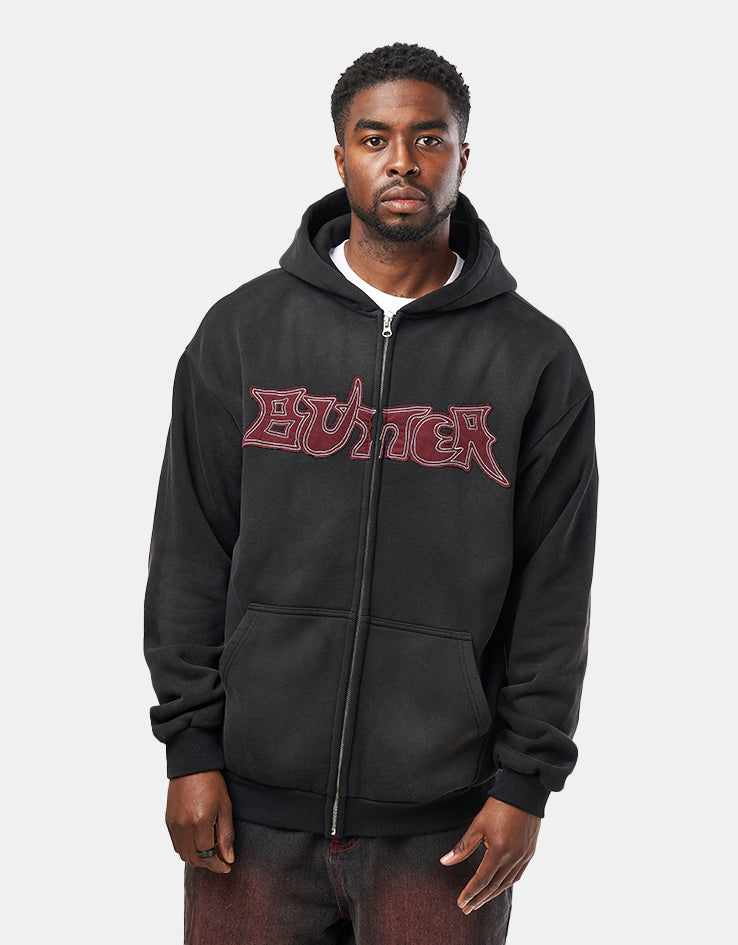 Butter Goods Encounter Zip-Thru Hoodie - Washed Black