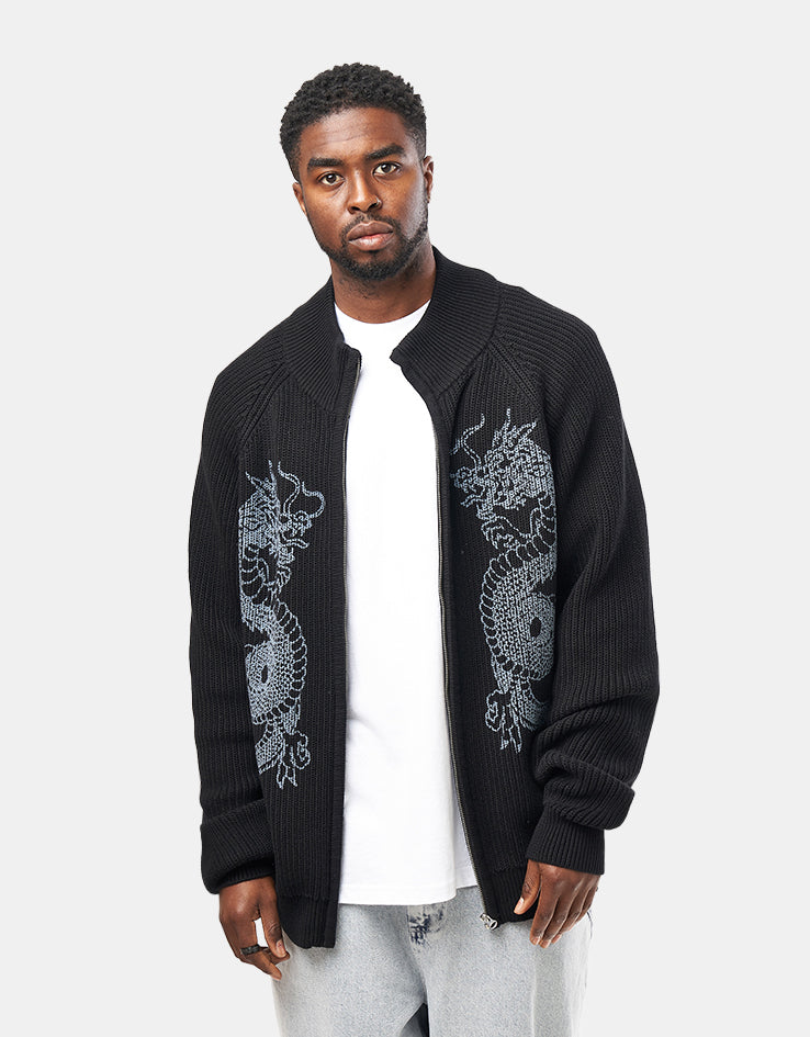 Butter Goods Dragon Zip-Thru Knit Sweater - Black